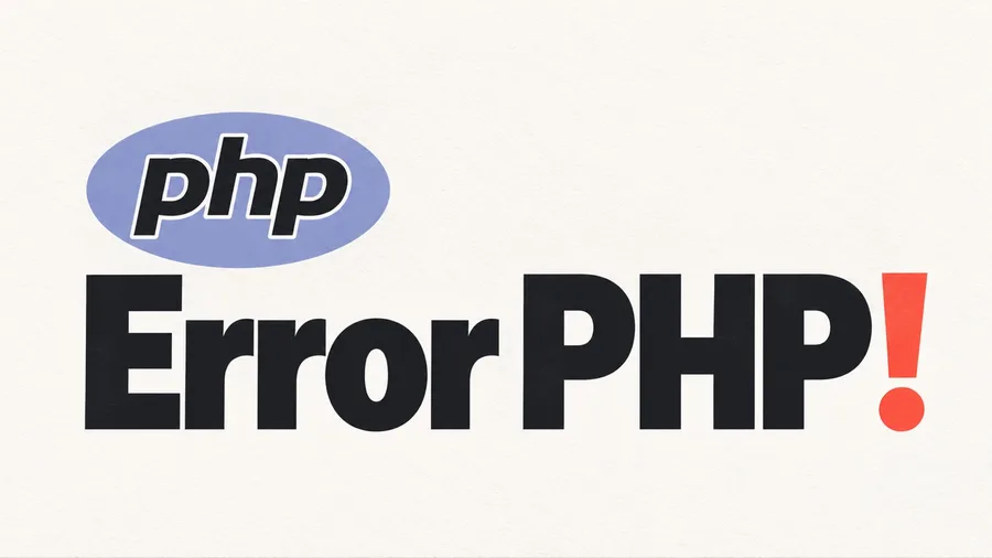 Portada con el texto Error PHP, el logo de PHP y un signo de alerta